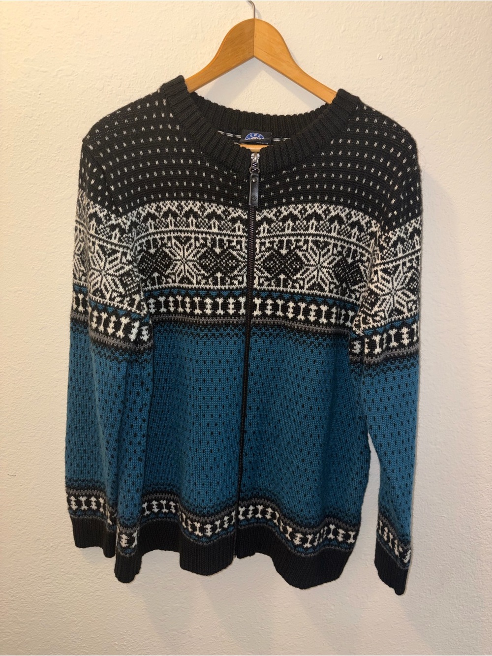 ICEWEAR ICELANDIC Norwegian Wool Blend Zip Up Sweater MARTHA SZ XL Fair Isle